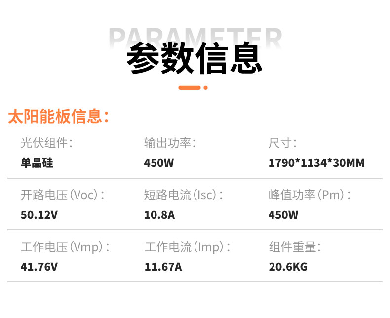 450W太陽能板標準組件